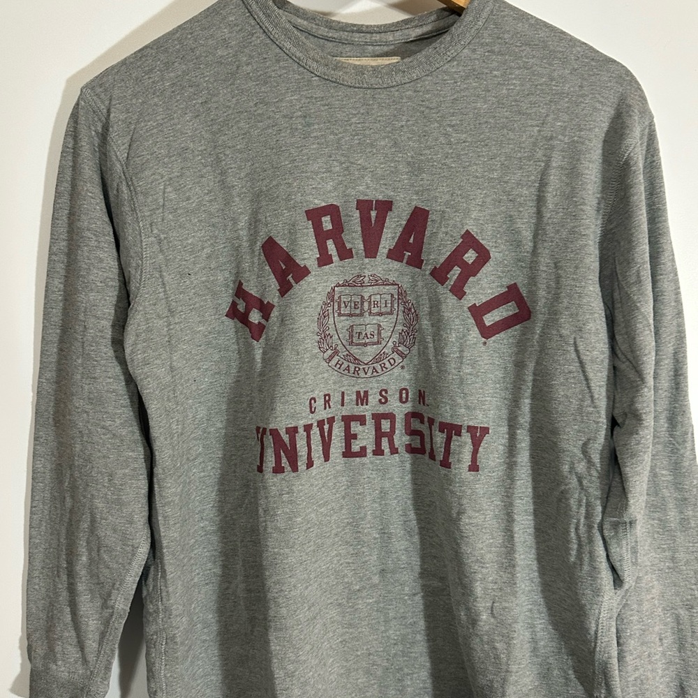 Champion Gray Harvard University Long Sleeve Tee